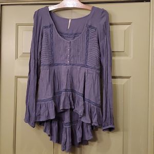 Free People long sleeve with lace high low top